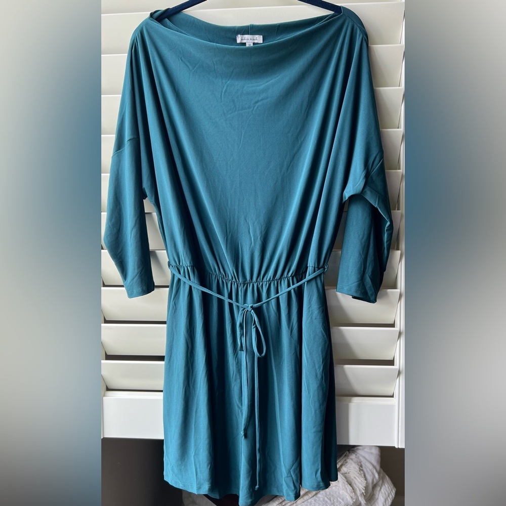 White Birch - 1X - Teal Dolman Sleeve Romper with Pockets